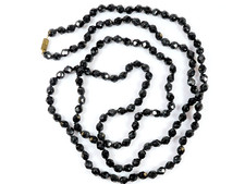 Vintage 48” LONG Faceted JET