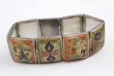 Sterling Silver Persian Lacquer Panel Storybook Bracelet (27g)