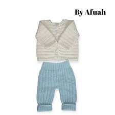 Handmade Baby Crochet Set – Newborn – Soft Knit – Cream & Mint Green