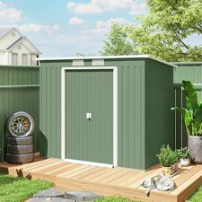 Metal Garden Storage Shed 7x4ft Tools Equipment Outdoor Shelter Foundation Kit