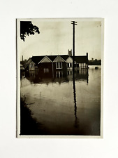 Vintage B&W Photograph Postcard of Flooded House, Strange, Unusual, Spooky, Art
