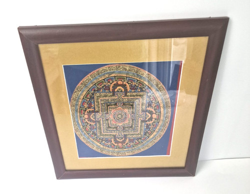 Framed glazed thangka mandala - framed/glazed,