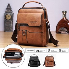 Men's Leather Cross Body Messenger Bag Shoulder Handbag Travel Work Business Bag