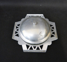Vintage Art Deco Chrome Butter Dish & Glass Insert (Mar)