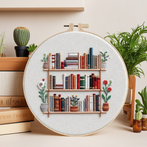 Bookshelf embroidery kit with - bookshelf,