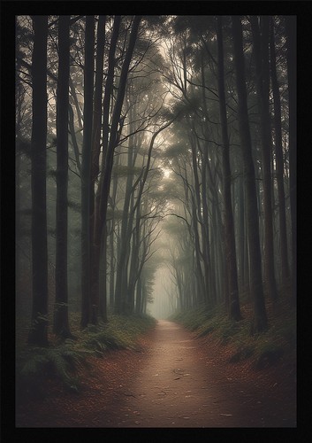 Soft forest path framed wall - forest,