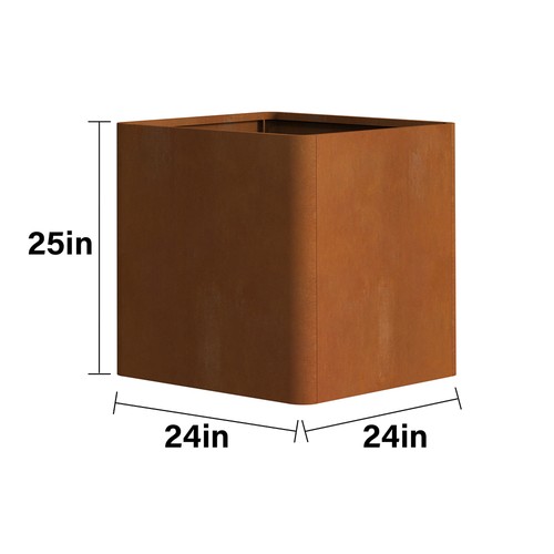 Corten steel planter - steel, square