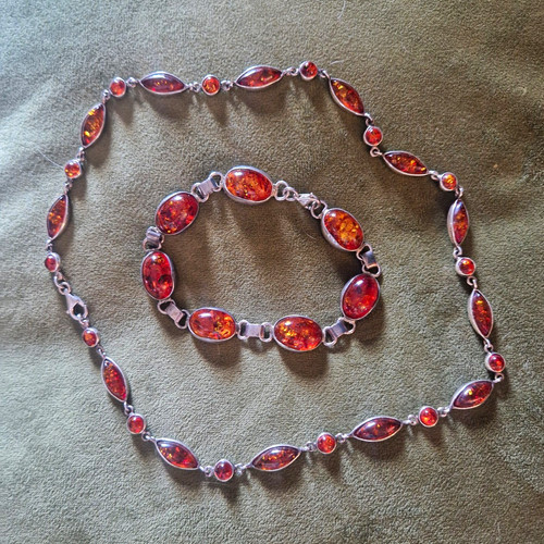 Sterling silver amber vintage - silver,