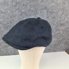 Ben Sherman Flat Cap Adjustable Blue Wool Blend Baker Boy Hat H4-9