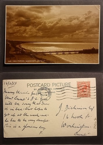 Bournemouth postcard posted - bournemouth,