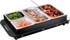 Cooks Professional Buffet Warmer Food Hot Plate 7.2L 4 Tray Adjustable Temp 300W