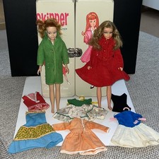 2 x Vintage 60’s Skipper Dolls with Case & Clothes