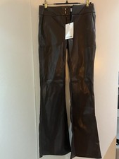 Bershka faux leather flared trousers in brown Size XS