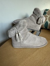 Ted Baker Slipper Boots Grey Suede Faux Fur Lined Size UK 6 - 6.5