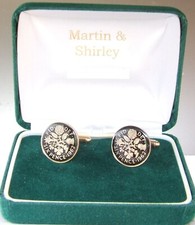 1962 Sixpence cufflinks from real coins in Black & Gold