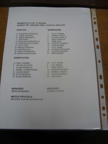 2013 teamsheet everton - 29/01/2013,