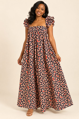 African print long circle - african,
