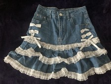 Cute Kawaii Tiered Blue Denim