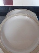 Denby Linen Dinner Plates x 2 Approx 26 cm Diameter (Cream)