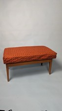 1960s Teak Orange Mid Century Bench Seat With Pillow Retro