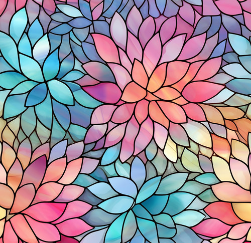 Stained glass flowers 100 - glass, 100%