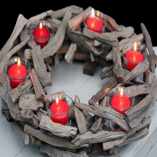 Rustic driftwood tealight - rustic,