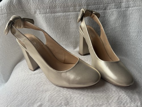 Gold sling back - heels, 5