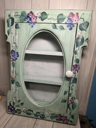 Vtg hand painted floral curio - hand,