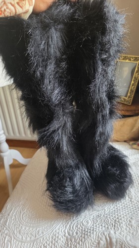 Black faux fur knee high - faux, boots
