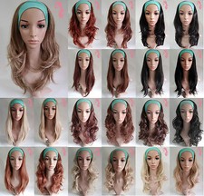 (D)studio7-uk Brown Blonde Straight Curly Wavy 3/4 Wig Clip In Hair Fall Piece