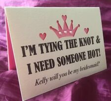 PERSONALISED FUNNY WILL YOU BE MY BRIDESMAID MAID OF HONOUR TIARA CARD A6 size