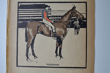  WILLIAM NICHOLSON PERSIMMON ORIGINAL ANTIQUE WOODCUT 1897 HORSE & JOCKEY
