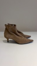 Zara Suede kitten heel ankle boots khaki Size 4