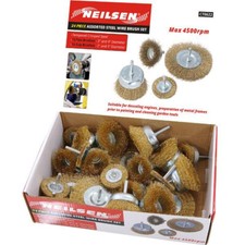 24pc Wire Brush Set | Drill Cup & Wheel Brushes for Rust Removal Metal Cleaning