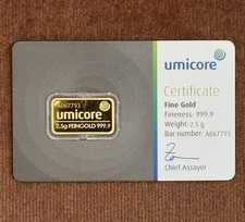 Umicore Gold Bullion 2.5g Pure