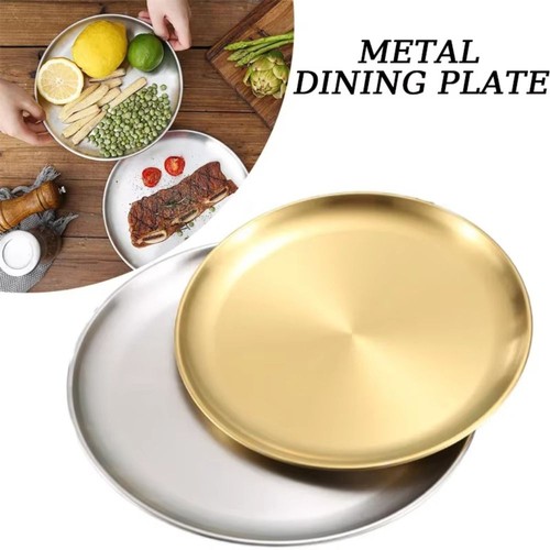 Stainless steel food plate - steel,