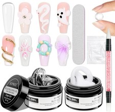 Solid Builder Gel for Nails Kit, Clear White 3D Sculpture Gel Non-Stick Hand Nai