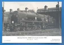 34062 AT EXMOUTH JUNCTION 1962.JV PRINT BLANK BACK CARD SIZE 10 x 15cms