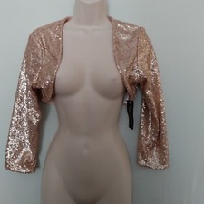Debut Size 12 Bolero Jacket Rose Gold Sequin Party Evening Rrp£45