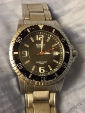 Casio MTD-1053 divers style men's quartz analogue watch black dial bezel 