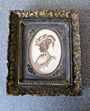 Vintage Christine Silver Silhouette Signed Framed Hand Painted Portrait Lady Hat