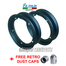 Set 2 x Vespa PX 125/150/200 Scooter Italian BLACK SPLIT WHEEL RIMS by FA ITALIA