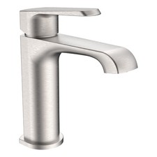 Lunaris Brushed Nickel Mono Basin Mixer Tap Deck Mounted Incl Flexi Tails