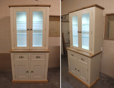 RUTLAND PAINTED 2 DOOR DISPLAY DRESSER HAND MADE ROUGH SAWN BESPOKE COLOUR SIZES