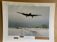 Gerald Coulson aviation art Winter Ops LANCASTER BOMBER  Print badly damaged