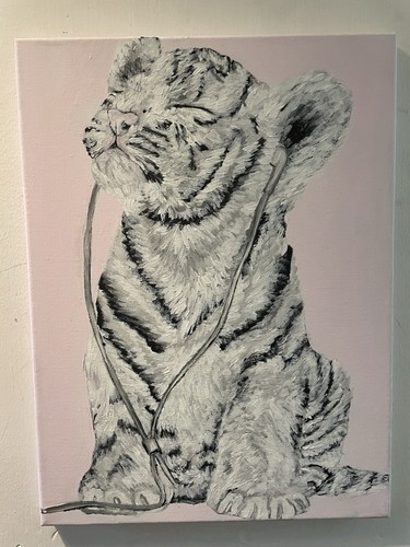 White tiger wearing wired - wearing,