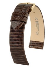 Hirsch Lizard Classic 17 mm brown watch strap, length L (no QR pins)