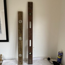 2 Large & Long Vintage Wooden Spirit Levels Rabone 91cm & Marples 107cm Long 