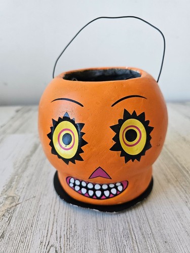 Paper mache pumpkin basket