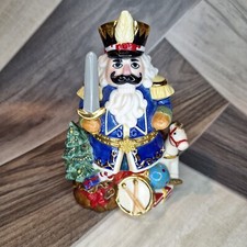 Trinket Pot Christmas Toy Soldier Nutcracker Hinged Porcelain Keepsake Ornament